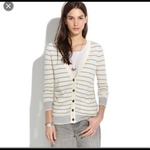 Madewell | Cream and Gray Striped Pocket Cardigan